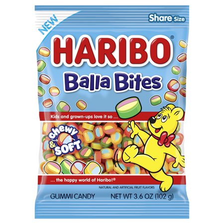HARIBO Balla Bites Assorted Gummy Candy, 3.6oz, Share Size Bag