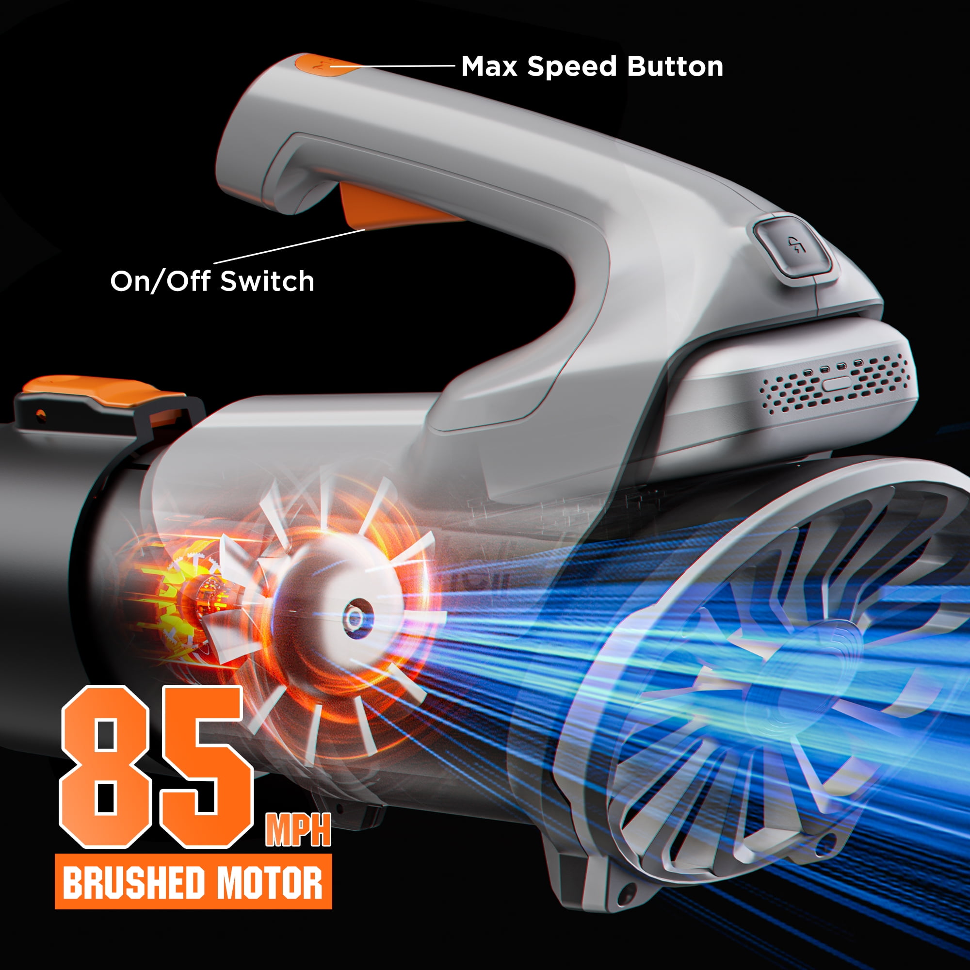 Litheli 20V Leaf Blower Cordless 2×2.0Ah Dual Battery Powered, 350CFM/85MPH & 2 Speed Levels, Handheld Electric Blower for Lawn Care, Patio, Dust, Blowing Leaves with 2 Batteries Included