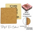 thumbnail image 4 of Inkdotpot Set of 6 Drink Coasters Decorative Non Slip Cork Base 4-inch Square Printed Coasters Easy Clean- Funny Quotes, 4 of 8