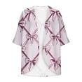 thumbnail image 5 of Odbmxy Women's Cardigans Lightweight Elbow-Length Summer Plus Size Shirts for Women Bow Print Holiday Open Front Cardigans,Pink M, 5 of 5