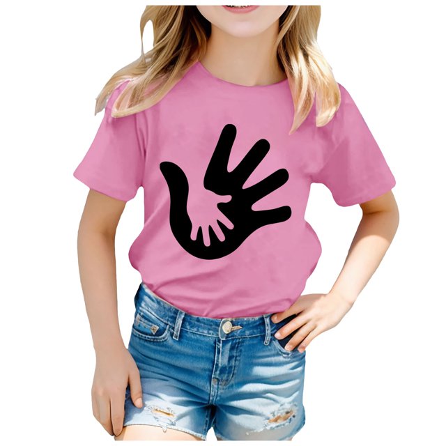 iTNHFP Toddler Girls Clothes Children's Unity Day Printed T Shirt Top Casual Shirt
