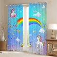 thumbnail image 2 of Homewish Cute Unicorn Animal Curtains Pack of 2 (42x84 Each) for Kids, Kawaii Cartoon Butterfly Curtains Blackout, Glitter Rainbow Bedroom Curtains, Window Curtains Decor, 2 of 6