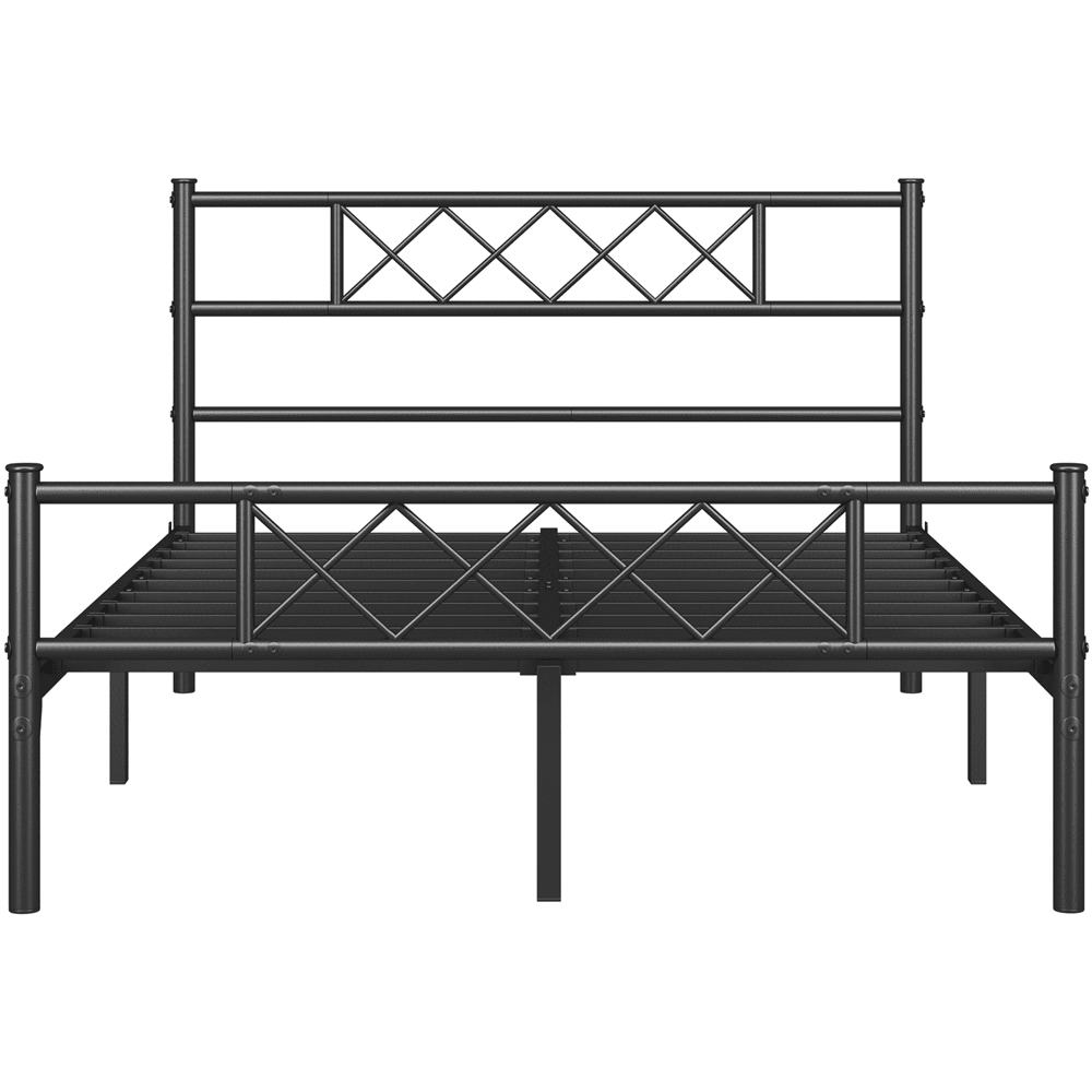 Renwick Metal Platform Bed Frame with Headboard and Footboard, Full Size, Black