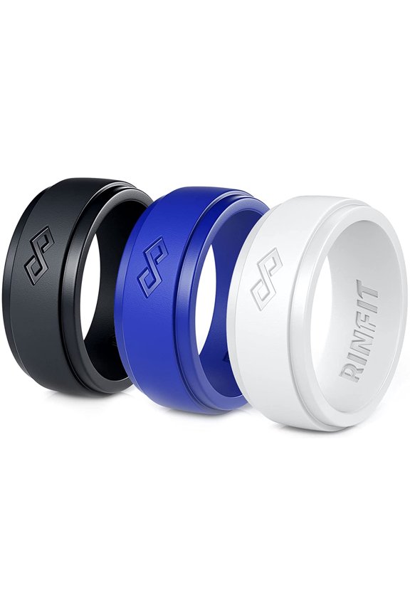 Silicone Wedding Ring for Men - Soft Rubber Wedding Band Replacement - Infinity Collection - 3 Rings Pack