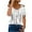 White, variant on Babysbule Womens Tops Plant Print Women's Casual Off The Shoulder Lace Regular Fit Short Sleeve Tops V-Neck Shirt Tops Outfit