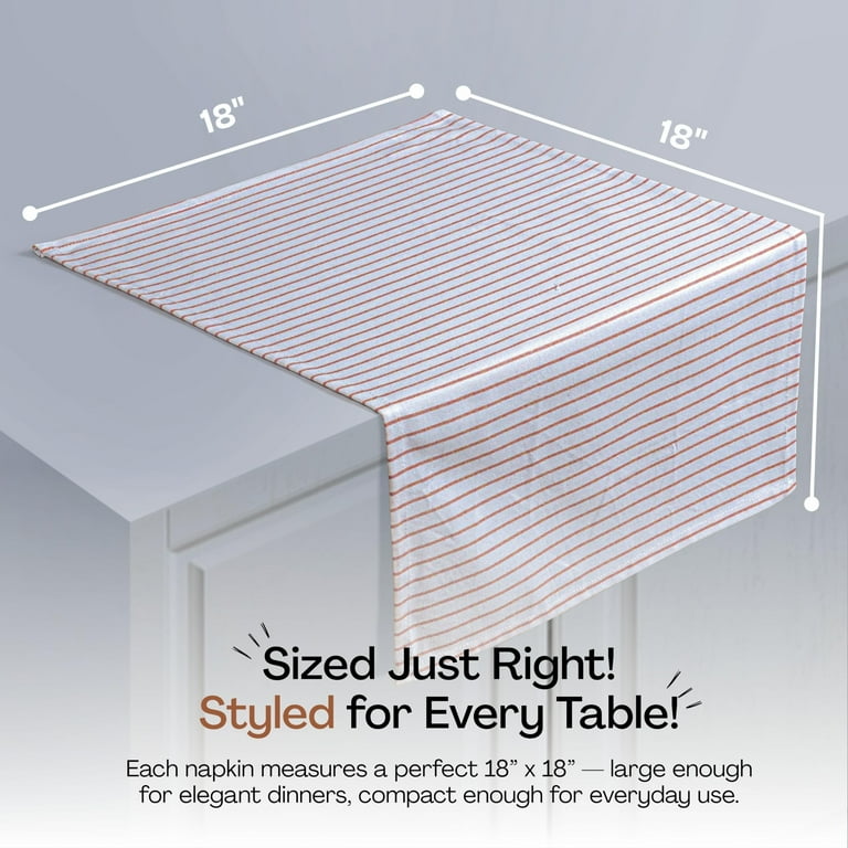 TWINY Threads Stripe Cloth Napkins 100% Cotton 18x18 Inch Set Of 4 Rustic Farmhouse Napkin Washable Hotel Quality Dinner Napkins For Home, Restaurant, Wedding - Mustard Yellow