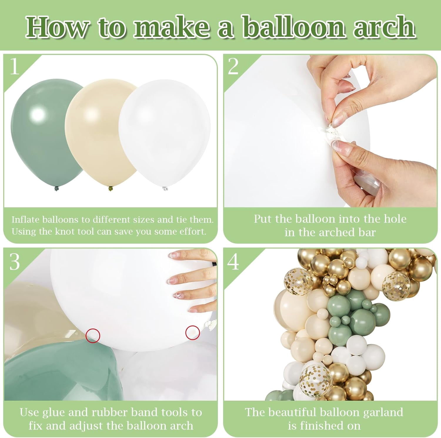 Sage Green Balloon Arch Kit, 168 Pcs Olive Green Balloon Garland, 18 12 10 Inch Confetti Gold Metallic Latex Balloons for Baby Shower Bridal Shower Birthday Wild One Party Decorations