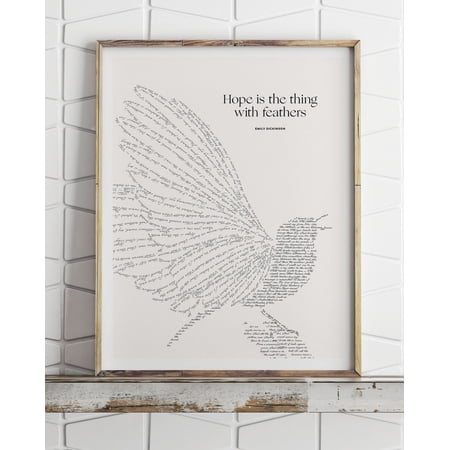 Emily Dickinson Hope Literary Art Print Handwriting Poetry Lover Gift Bird Illustration