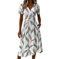 thumbnail image 4 of Maxi Dresses for Women Summer Short Sleeve Wrap V-Neck Sundress Casual Knee Length A-Line Dress, 4 of 5
