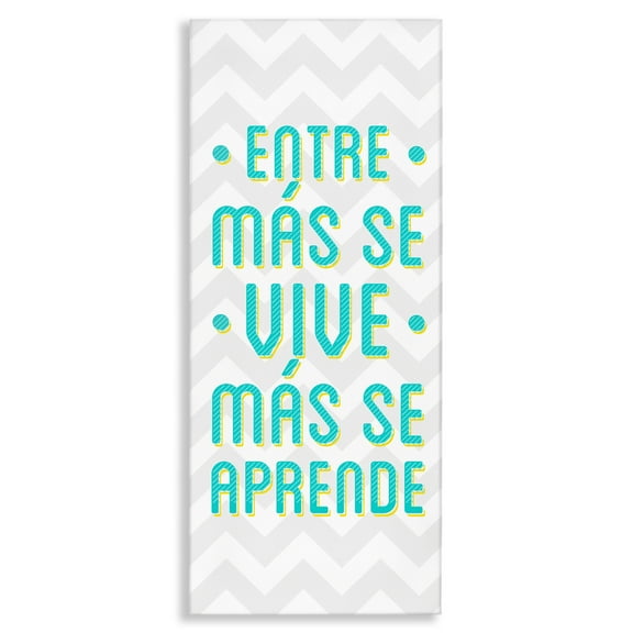 Stupell Industries Se Vive Se Aprende Inspirational Quotes & Sayings Painting Wrapped Canvas Art Print Wall Art, 10 x 24
