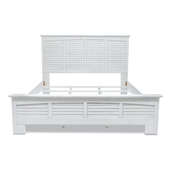 Sea Wind Florida Surfside Coastal Wood King Panel Bed in White