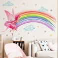 thumbnail image 5 of Cartoon Animal Rainbow Cloud Butterfly Wall Sticker Background Wall Room Decoration Wall Sticker (Purchase Order Note: Pearl Cotton Curly Hair) Fairy Girl, 5 of 7