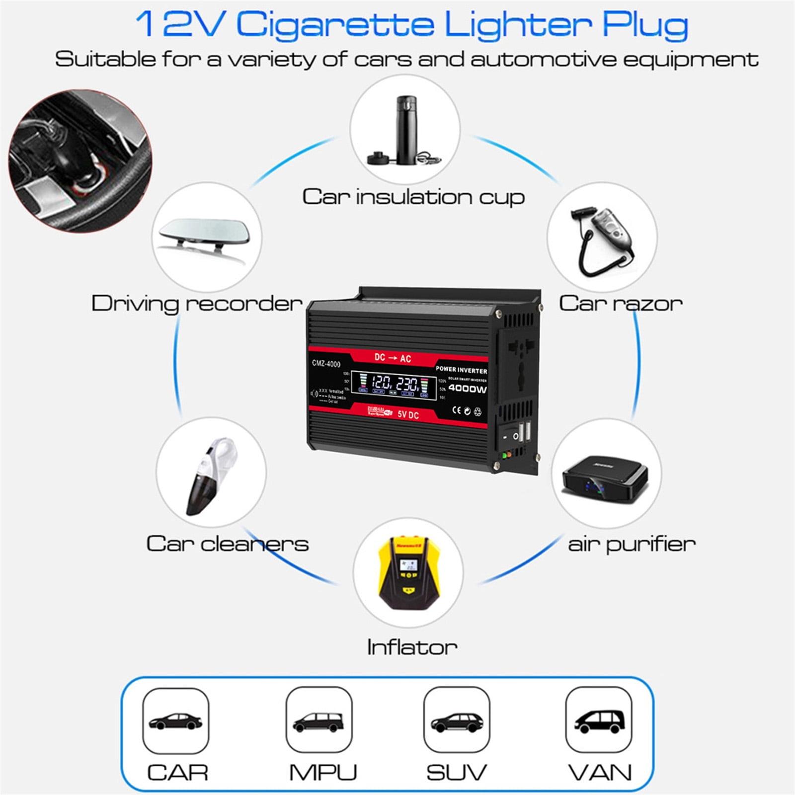 BAOKALER 550-Watt Continuous 4000-Watt Surge Pure Sine Wave Power Inverter