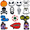 14PCS, variant on Halloween Shoe Charms DIY Clown Witch Zombie Accessories For PVC Decorations Fit to Bubble Slides Sand