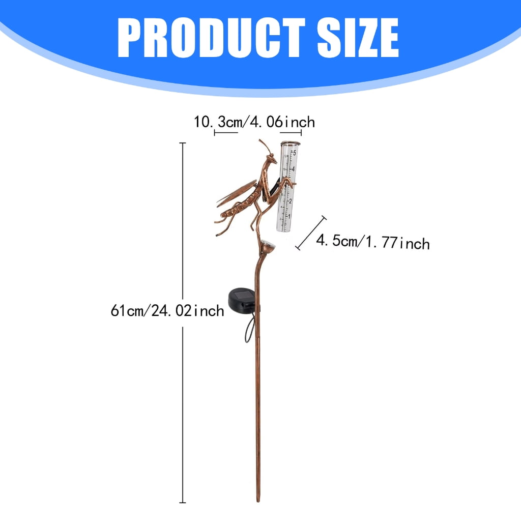 Sinyiin Outdoor Solar Energy Iron Rain Measure Gauge Featuring animal depiction for Garden Use