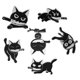 thumbnail image 1 of Lindo gato negro con alfileres esmaltados con cuchillo, conjunto de alfileres de solapa esmaltados de dibujos animados, broches divertidos de animales, alfileres con insignia para accesorios de mochi, 1 of 5
