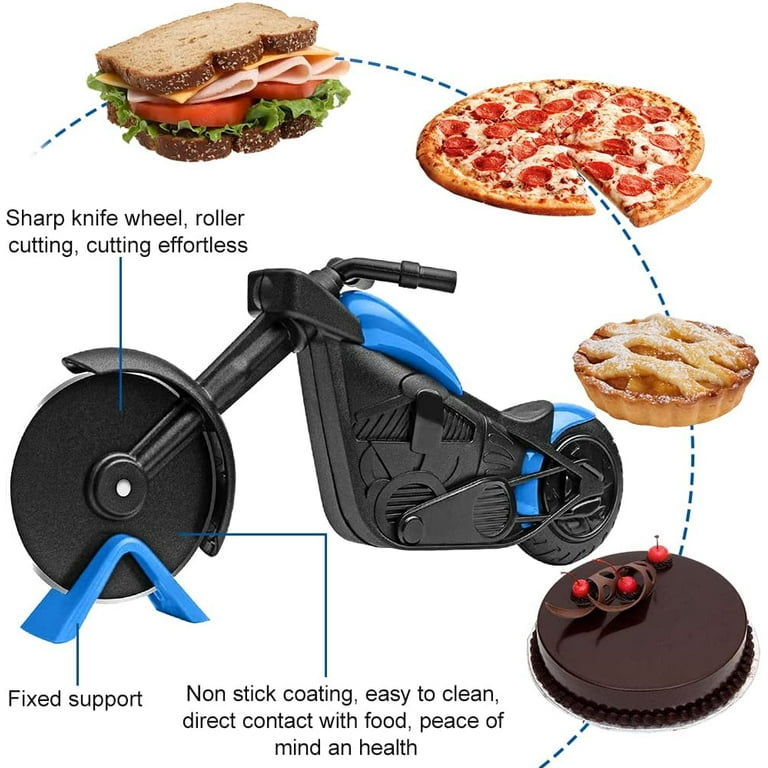 Pizza Cutter Motorcycle, Funny Pizza Cutter, Pizza Scooter Motorcycle,  Stainless Steel Plastic Pizza Roller, Funny Kitchen Aids, Motorcycle Gifts  for Men, for Christmas, Birthday Gifts (Blue) 