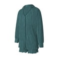 thumbnail image 4 of Plisse Short Set for Women Outfits Suit Long Sleeve Oversized Shirt Top and nner Vest Bra and Pleated Shorts Pants Suit 3 Pieces for Women Streetwear, 4 of 10