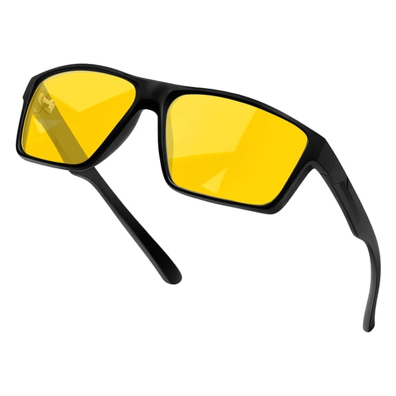 KANASTAL Yellow Blue Light Glasses Women Night Driving Glasses Men Anti Glare Computer Screen TV UV400 - Black Frame Yellow Lens