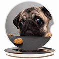 thumbnail image 1 of wonima02 Pug Dog Looking for Food Cup Holders Car Coasters Set for Women/Men,Keep Cup Holders Clean and Dry,Funny Drink Cup Car Holder Coasters with A Finger Notch 2.56" Pack of 2, 1 of 1
