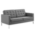 thumbnail image 1 of Modway Loft Tufted Button Faux Leather Upholstered Loveseat in Silver Gray, 1 of 5