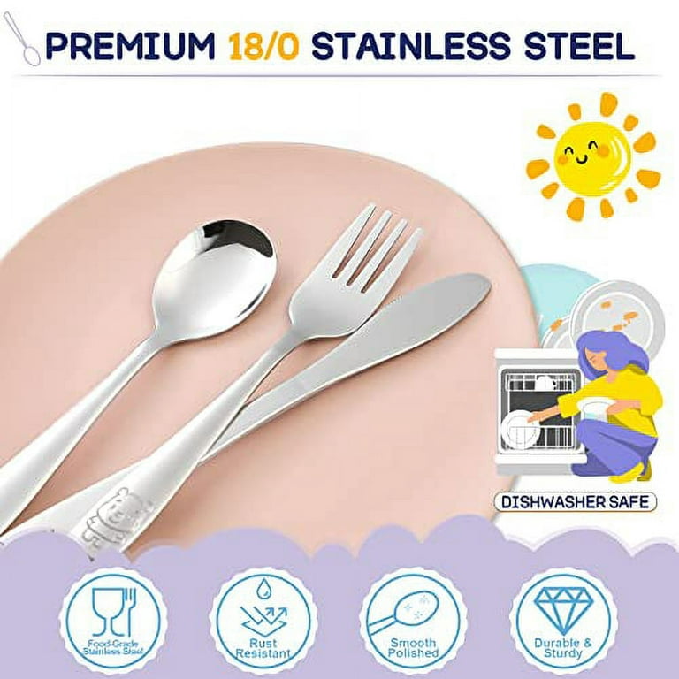 VITEVER 6 Pieces Toddler Utensils, Kids Silverware Set with Silicone  Handle, Children Safe Spoons and Forks, 18/8 Stainless Steel, Food-grade  Silicone