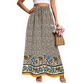 thumbnail image 3 of Skirts for Women Floral Print Maxi Skirts Summer Flowy Long Skirts High Waist (Orange L), 3 of 8