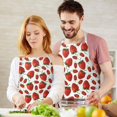 thumbnail image 3 of Red Strawberry Plants Fruit White Pattern Apron-Garden Aprons for Women with Pockets-Cotton Linen Waterproof Kitchen Cooking Gardening Aprons Adjustable for Kitchen,Cooking,BBQ and Salon 33x27 Inch, 3 of 7