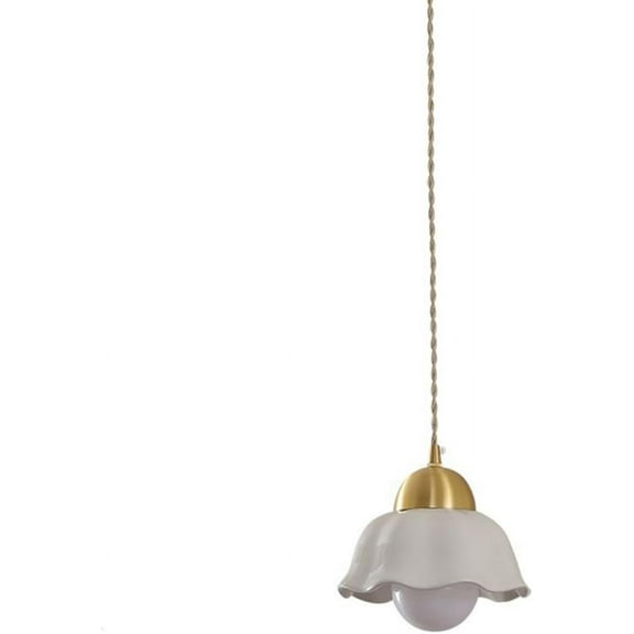Mini Minimalist White Ceramic Pendant Lighting, Small Farmhouse Pendant Light, Simple Rustic Pendant Light Fixture, Vintage Retro Pendant Lamp for Kitchen Sink Dining Room Over Island