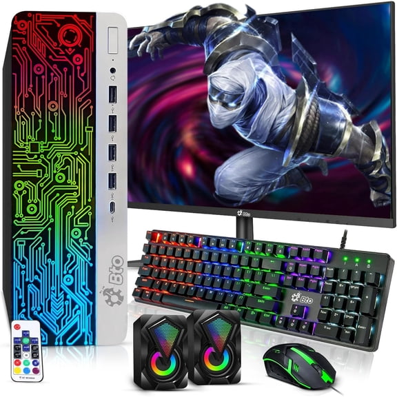 Restored Windows 11 Gaming Desktop HP G3 RGB PC Intel Quad-Core i7-6700, 32GB Ram, 512GB SSD + 2TB HDD, New 24" Monitor, NVIDIA GeForce GTX 1050 Ti, Gaming Keyboard & Mouse, Speakers (Refurbished)