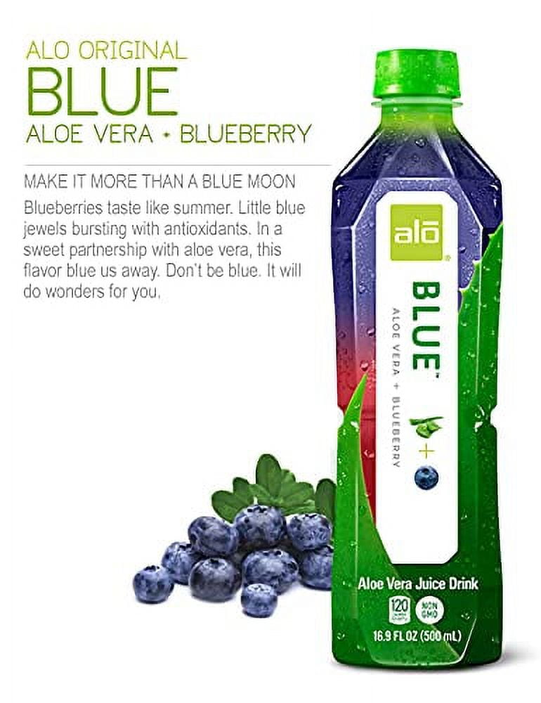 (Pack of 6) Alo Blue Aloe Vera Juice Drink with Blueberry, 16.9 fl oz