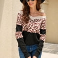 thumbnail image 2 of Suéter De Punto Con Cuello En V Estampado De Leopardo Manga Larga Suéter Casual De Moda Tops Para Mujer Negro L, 2 of 8