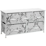 Sorbus Dresser with Drawers - Furniture Storage Chest Tower Unit for Bedroom, Hallway, Closet, Office Organization - Steel Frame, Wood Top, Marble Pattern Fabric Bins (Marble White – Whi