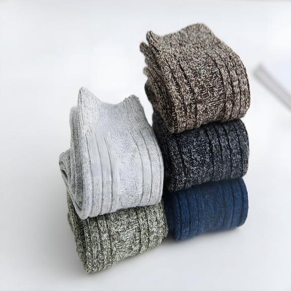 TELOLY No Show Socks Womens 5 Pairs Warm Wool Socks for Thick Knit Thermal Crew Winter Warm Socks, Womens Socks Size 9-11