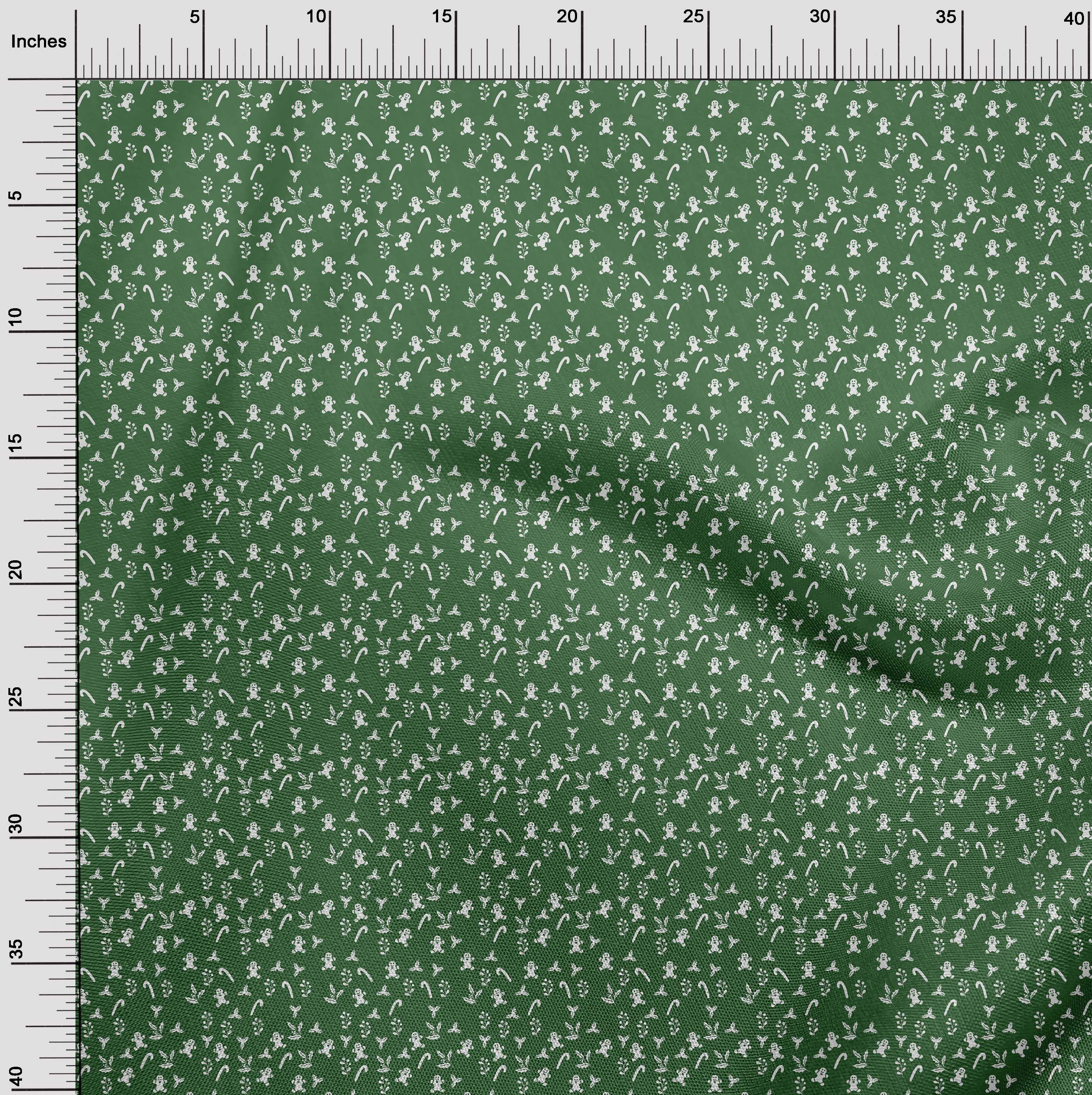 oneOone Cotton Silk Green Fabric Christmas Sewing Craft Projects Fabric Prints By Yard 42 Inch Wide