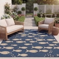 thumbnail image 4 of SAFAVIEH Courtyard Trena Fish Print Indoor/Outdoor Area Rug, 9' x 12', Blue/Beige, 4 of 13