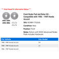 thumbnail image 2 of Front Brake Pad and Rotor Kit - Compatible with 1986 - 1989 Honda Accord 1987 1988, 2 of 2