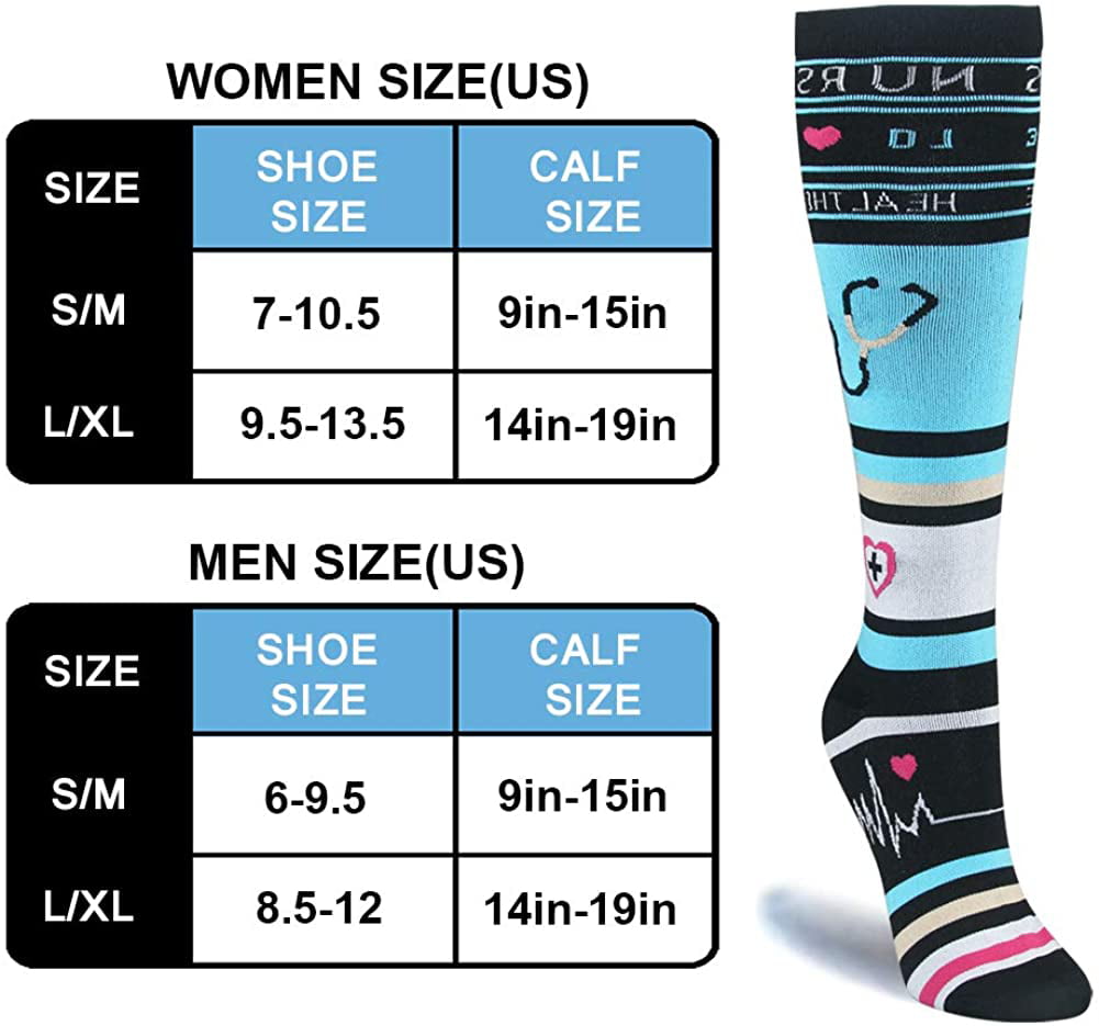 Medical Travel 4 Pairs Athletic HLTPRO Compression Socks for Women & Men Circulation Nurse - Best Support for Running 