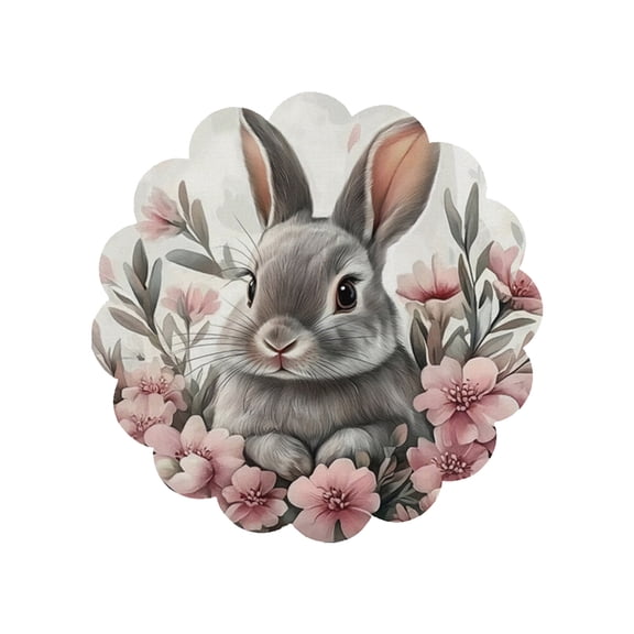 WICVIK Easter Table Placemats Set of 4, Embroidered Bunny & Eggs Place mats for Dining Table, Cute 15 Inch Round Doilies for Spring Home Decor, Easter Table Mats with Rabbits and Butterflies