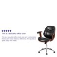 thumbnail image 2 of Mid-Back Black Leather Executive Wood Swivel Chair with Arms, 2 of 9