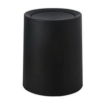 QIUYI Small Trash Can with Swing Lid Round Garbage Can for Kitchen, Bedroom, Home Office, Craft Room, Dorm Room, Powder Room, Bathroom Trash Bin (Black (2.1 Gal))