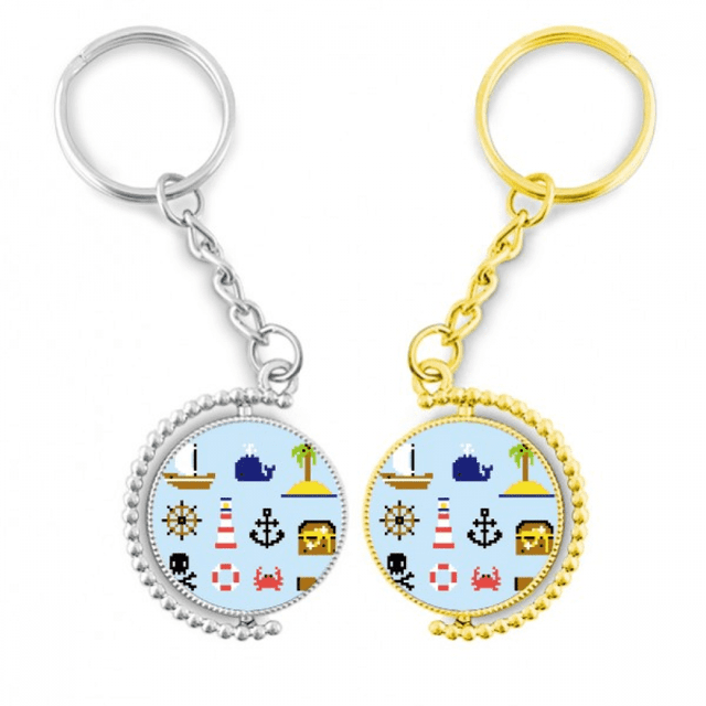 Accessoire de Porte-Clés Rotatif pixel pour Chasse au Trésor d'Été couple Porte-Clés