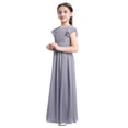 thumbnail image 3 of Miaeowve Juniors Flower Girls Dress Kids Flutter Sleeves Wedding Brithday Party Prom Pageant Banquet Maxi Gown Gray 8, 3 of 7