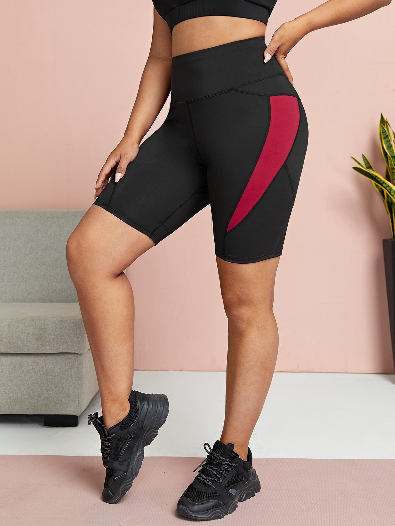 Women's Plus Size Contrast Panel Biker 