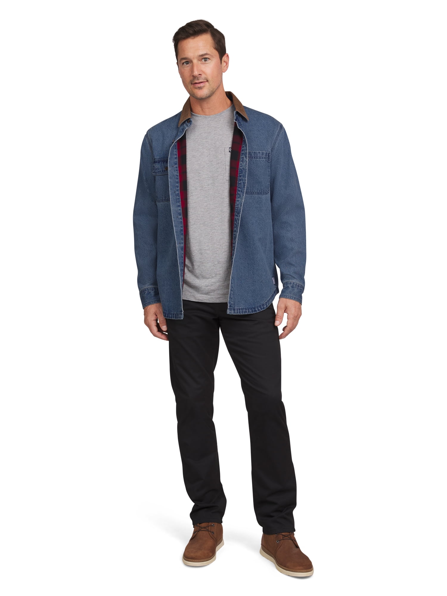 Chaps Men's & Big Men's Classic Flannel Lined Denim Shirt Chaps Men's & Big Men's Classic Flannel Lined Denim Shirt