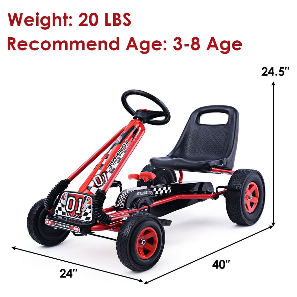 Costway Honeyjoy Go Kart 4 Wheel Pedal Powered Kids Ride On Costway Honeyjoy Go Kart 4 Wheel Pedal Powered Kids Ride On