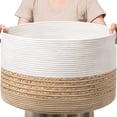 thumbnail image 6 of HBlife Large Blanket Basket 21.7" x 21.7" x 13.8" Woven Baby Laundry Storage Basket Toy Basket with Handle, Cotton Rope Basket for Nursery Living Room, 6 of 7