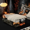 thumbnail image 5 of Homewish Halloween Skeleton Ghost Zipper Twin Comforter Sets with Fitted Sheet and 2 Pillowcases, Banner Pumpkin Tree Zipper Bedding Set, Orange Black White, Black Reversible, 5 of 7