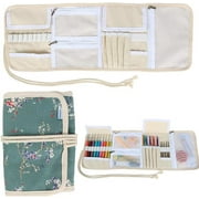 Teamoy Crochet Hook Case, Roll Bag Holder Organizer for Various Crochet Needles and Knitting Accessories, Plum Flowers