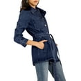 thumbnail image 4 of DARING DIVA Woman's Boyfriend Tie Waist Denim Jacket with Pockets M Dark Blue, 4 of 7